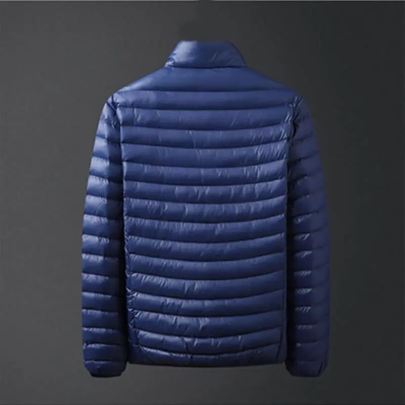 Autumn Winter Coat Men Lightweight Windproof Down Cotton Jacket Slim Windbreaker Long Sleeve Zipper Stand Collar Brand Warm
