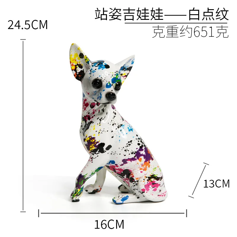 Statuette De Chien En Résine Colorée - Style Graffiti Moderne, 21x14x8 Cm, Décoration Bureau, Salon, Pour Amoureux Animaux