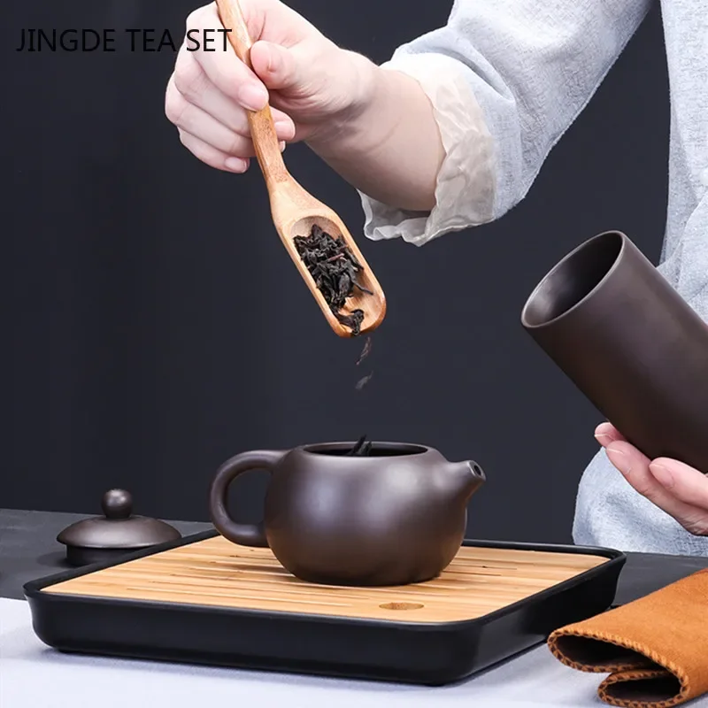 Portable Boutique Purple Clay Tea Pot Set Household Customized Filter Tea Pot and Cup Set Chinese Tradition Tea Set Supplies