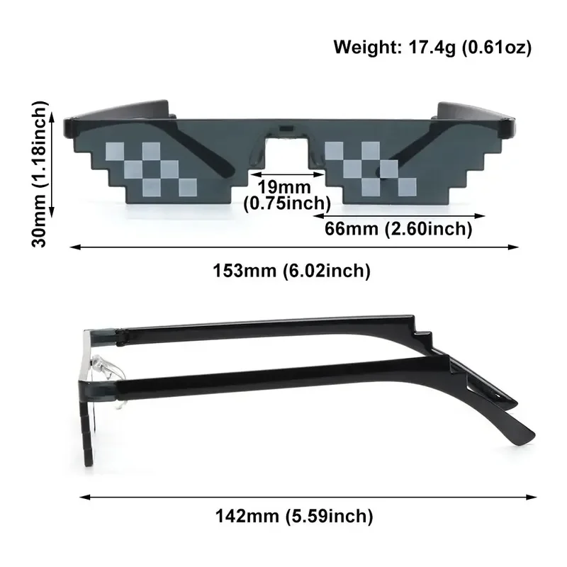 1PC NEW Mosaic Sunglasses Trick Toy Thug Life Glasses Deal With It Glasses Pixel Black Mosaic Sunglasses Cool Jokes Funny Toys