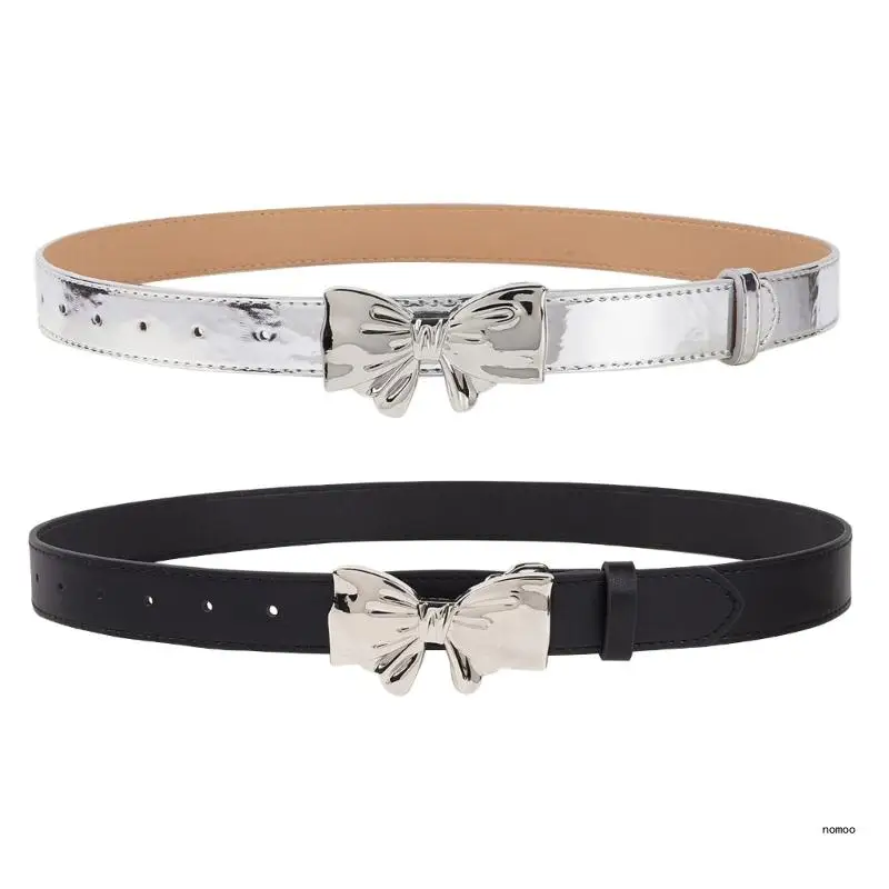

Temperament Women Y2K Waist Belts with Alloy Bowknot Buckle Ladies Waistband