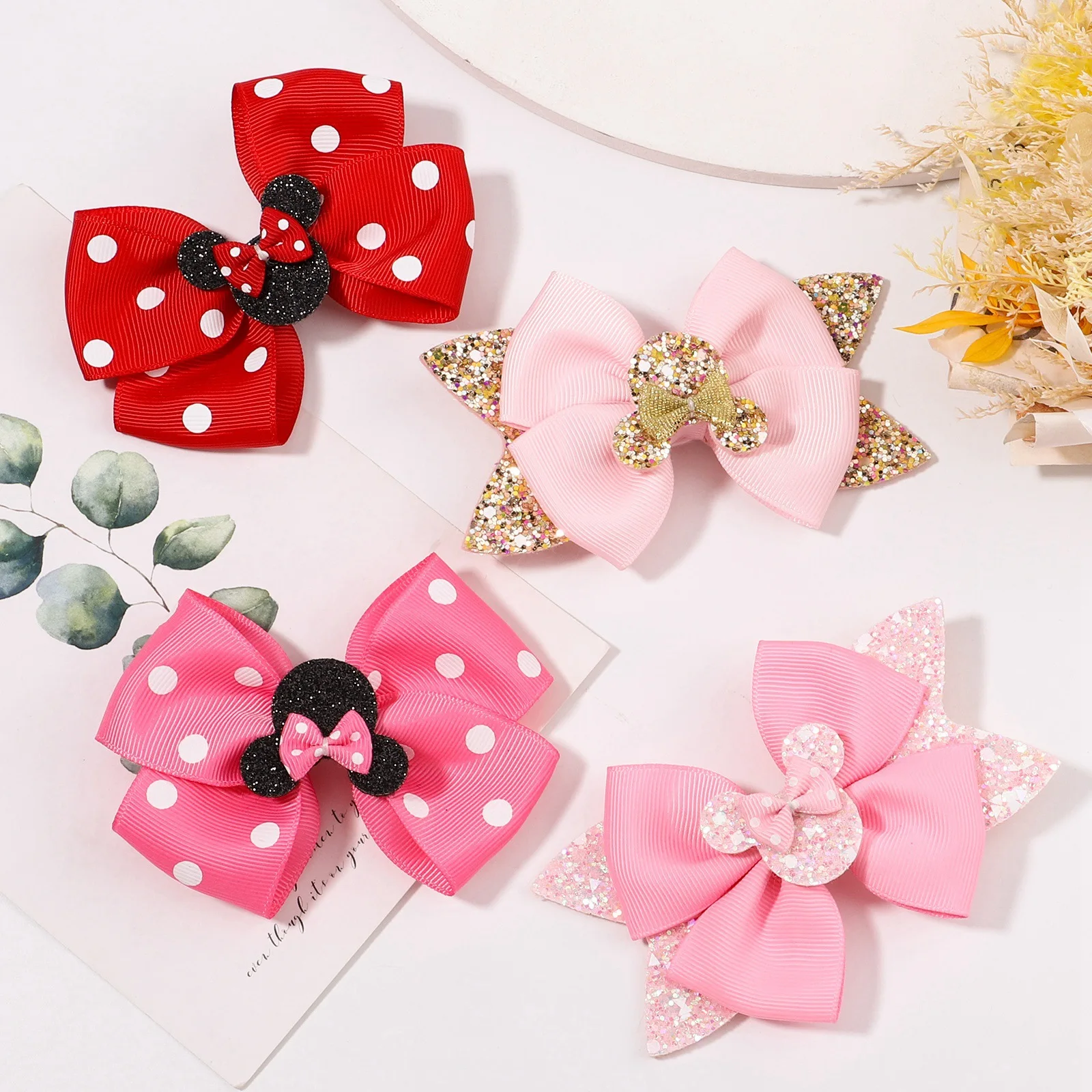 

Grils Lovely Polka Dot Bow Hair Clips for Hair Toddler Cartoon Hairpins Baby Boutique Hair Accessories