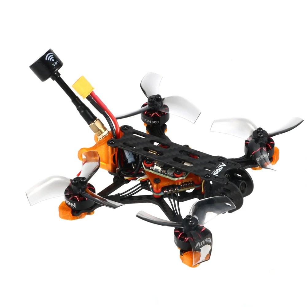 Vue rapprochée du drone FPV Angel25 2.5 pouces PNP BNF ELRS 915Mhz 2.4G, moteurs 1404 4600kv visibles.