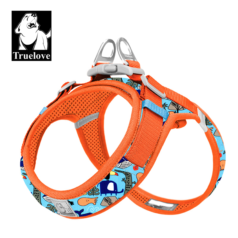 Truelove Floral Printing Mesh Harness for Dogs and Cats Small and Medium Breeds All Weather Adjustable Summer Walking TLH30131