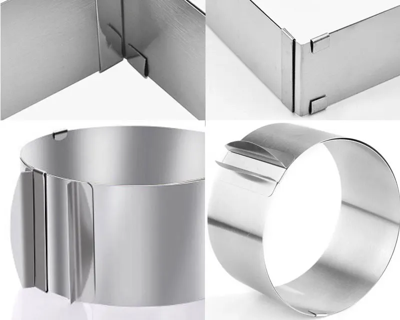 Runder, quadratischer, verstellbarer Mousse-Ring aus Edelstahl für Kuchen, 3D-Backform, Küche, Dessert, Dekorationswerkzeuge – Detail 10