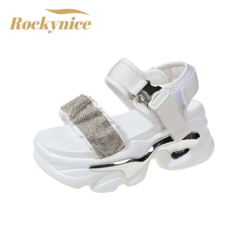 

New Women Bling Leisure Chunky Platform Sandals Peep Toe High Heels Gladiator Slippers Woman Fashion Trendy Summer Beach Sandals