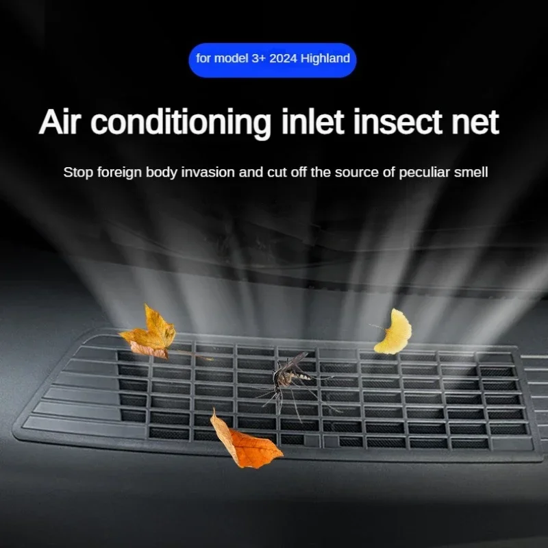 Anti-insect Frunk Air inlet Protector Cover For Tesla Model 3 Highland 2024 Front Trunk Air Vent Intake Grille Filter Net Model3 2