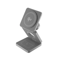 Qi2 Foldable Magnetic 3 - in - 1 Wireless Fast Charging Station (Qi2 Gray)