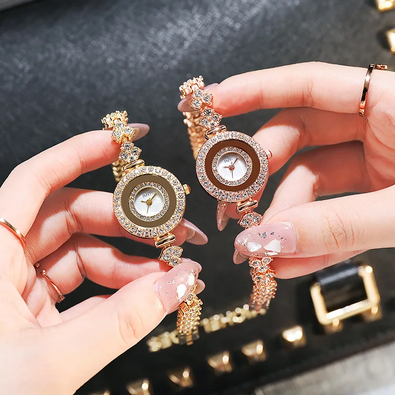 Diamond small dial spiral crown quartz watch casual simple temperament watch for women reloj mujer montre femme