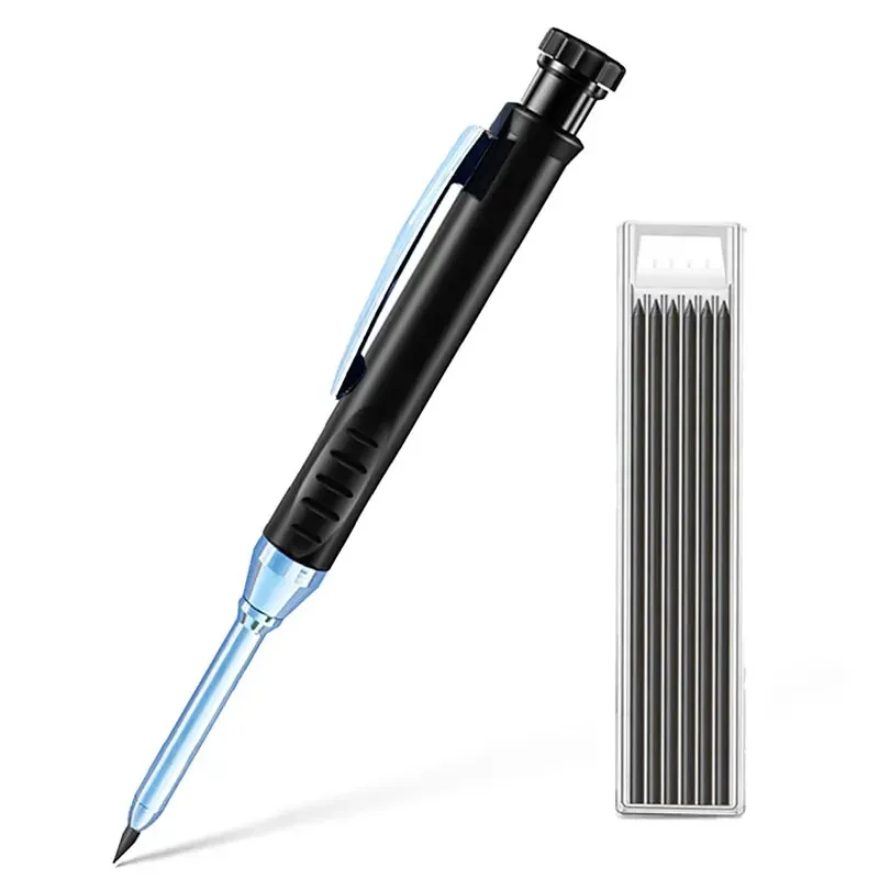 Precision Carpenter Pencil with Refill Lead and Built-in Sharpener