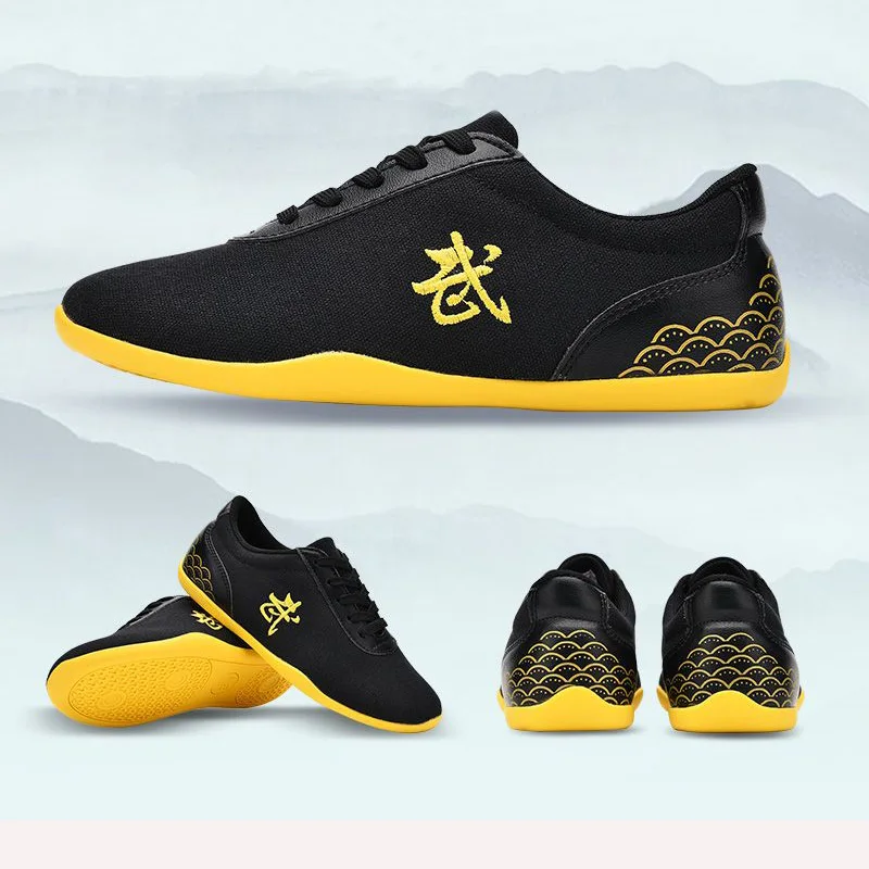 Men Women Sport Martial Arts Kung Fu Shoes Lace Up Children Canvas Tai Chi Sneakers White Black Ladies Wushu Sneakers Rubber martial arts shoes