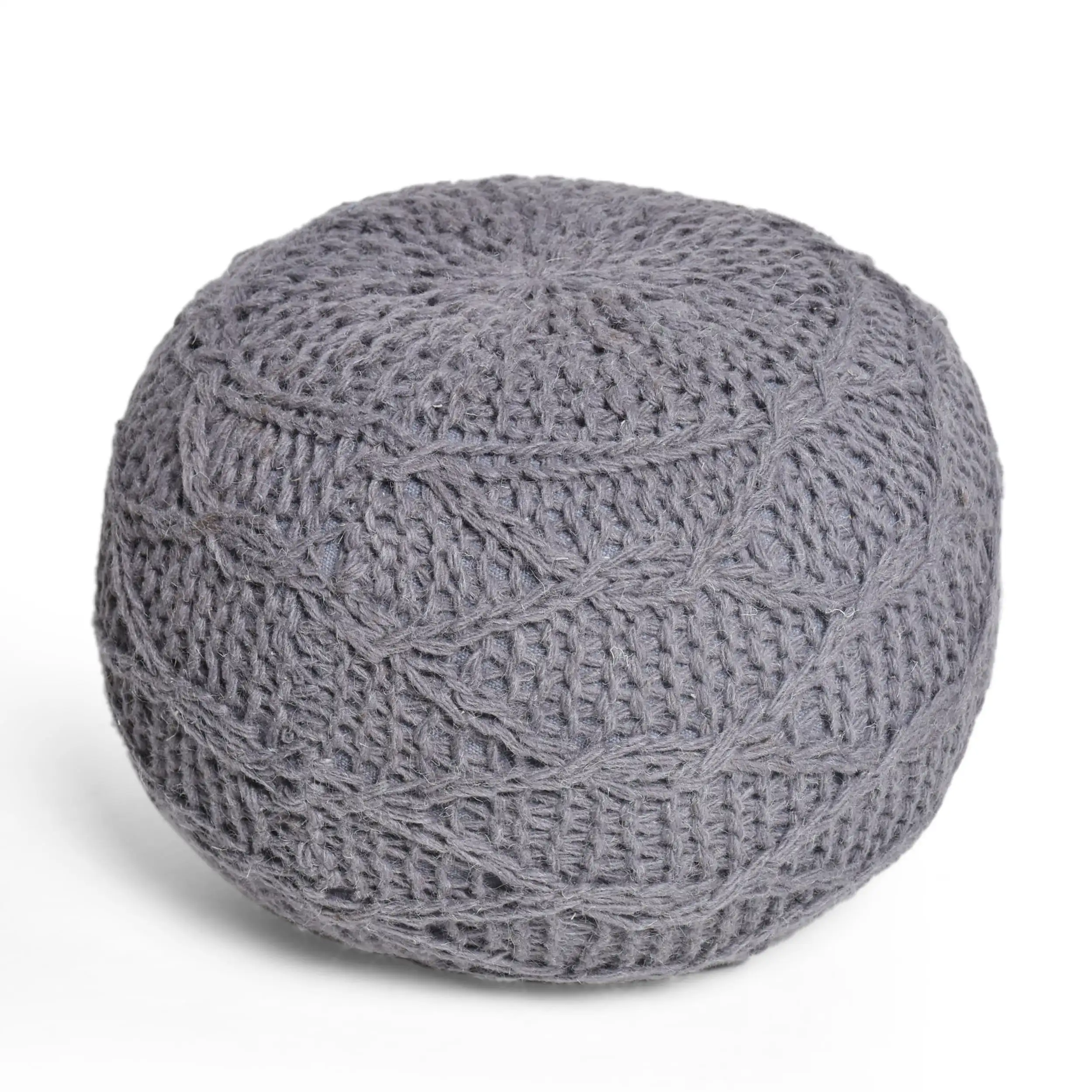 

Noble House Ariel Durable Low-profil Luxurious Colorfast Easy To Clean Knitted Cotton Handcrafted Pouf, Charcoal