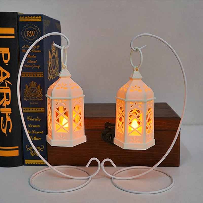 〔YY32〕Retro Desktop Lamp - Halloween Ambient Decor & Creative Gift Hexagonal LED Wind Lamp Candle Lamp Portable Pony Lamp