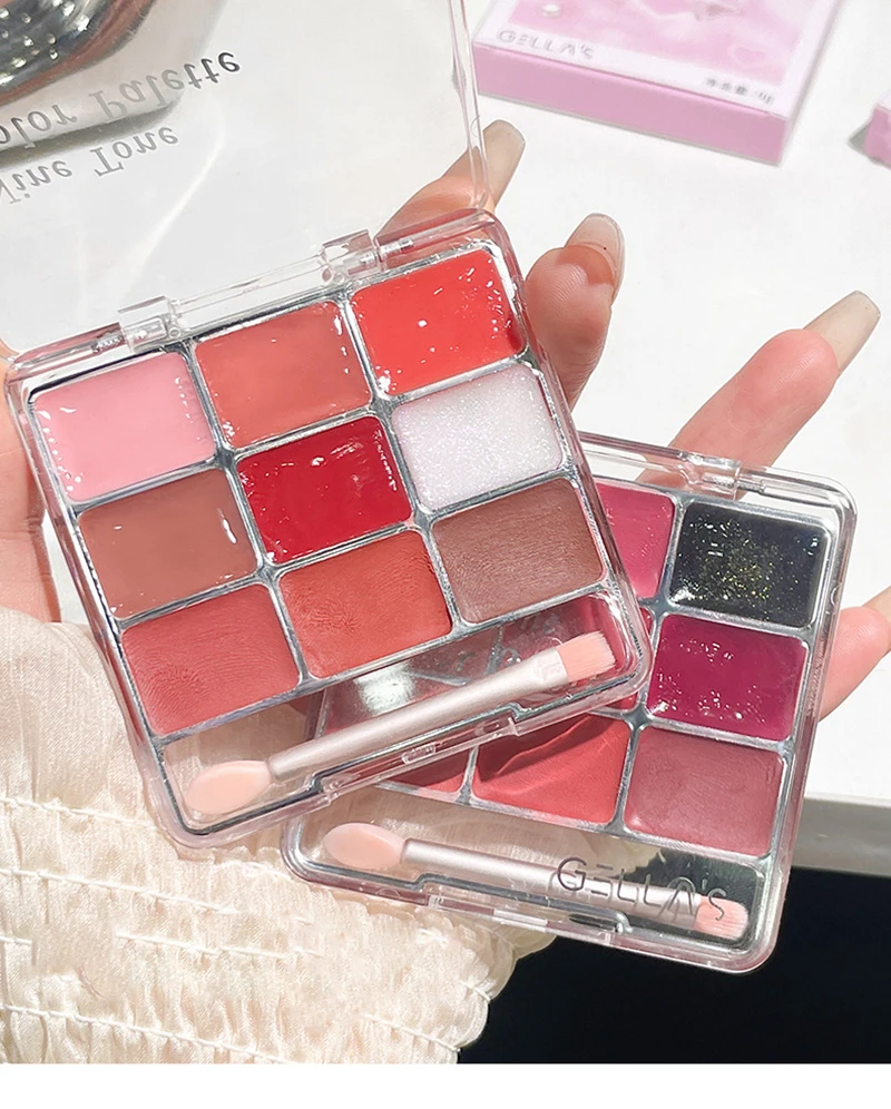 Description Picture 3 of itemColor Tint Lip Jelly Lipstick Palette Waterproof Long Lasting Moisturiz Mirror Water Light Matte DIY Blusher Plate Korean Makeup