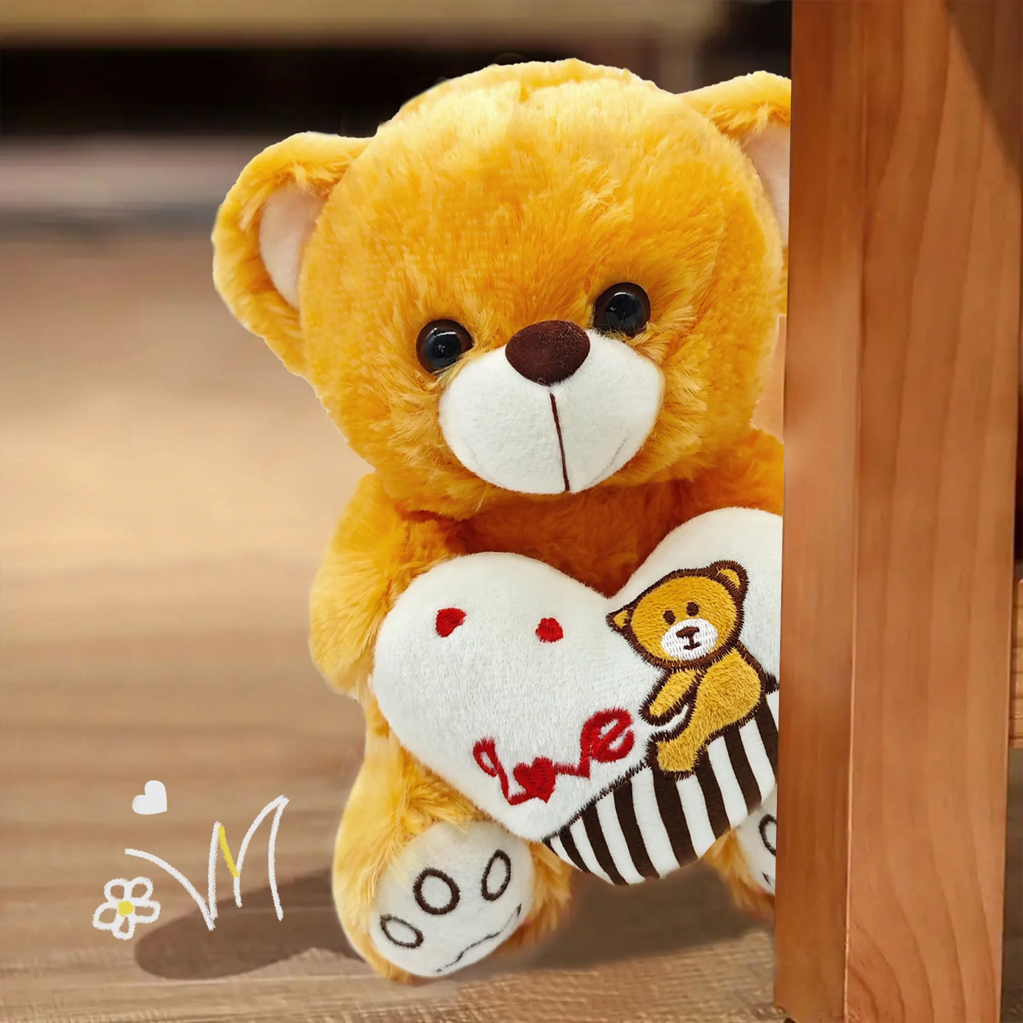 25cm Cute Plush Doll Bear with Love Say what you want to say to sleep pillow doll Wedding Party Decoration Birthday Gift 2
