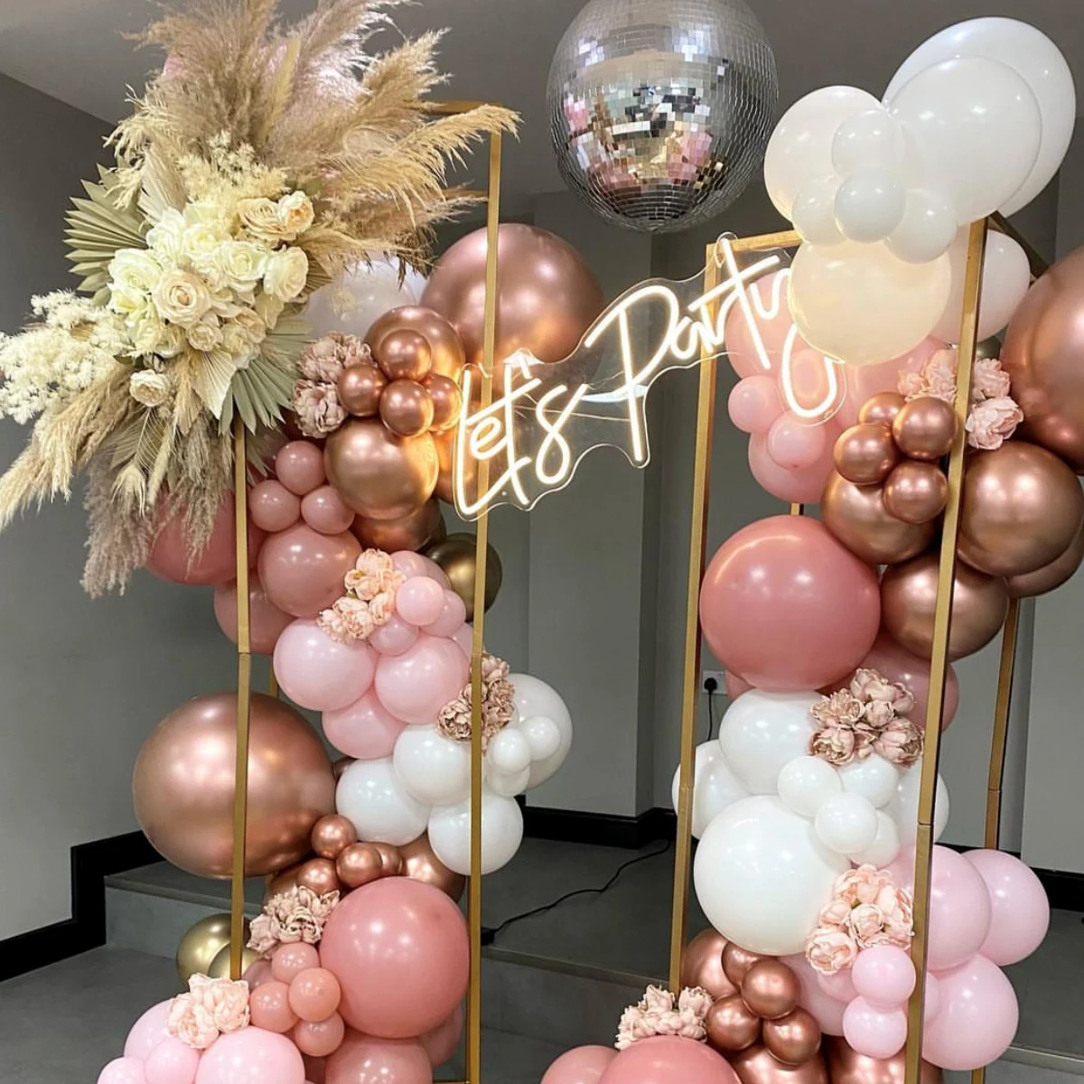 

115 Piece Balloon Garland Set Vintage Pink Metal Rose Gold White Baby Shower Wedding Birthday Background Arrangement Decoration