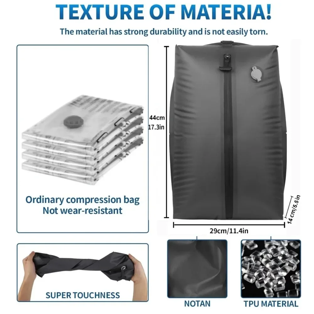Travel Essentials Vacuum Storage Bags: Space-Saving Compression Packing Cubes and Clothes Organizer