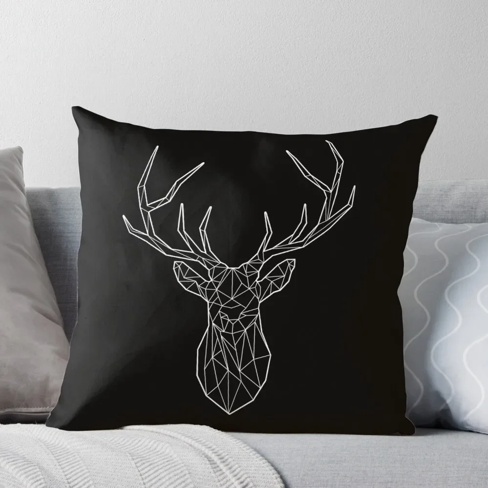 

Geometric stag - BLACK Throw Pillow Cusions Cover autumn pillowcase anime girl