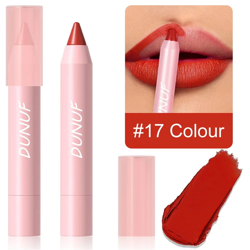 18 Colors Lipstick Pencil Matte Velvet Waterproof Long-lasting Non-stick Cup Lip Stick Sexy Rose Red Nude Brown Lip Liner Makeup_voghion.com
