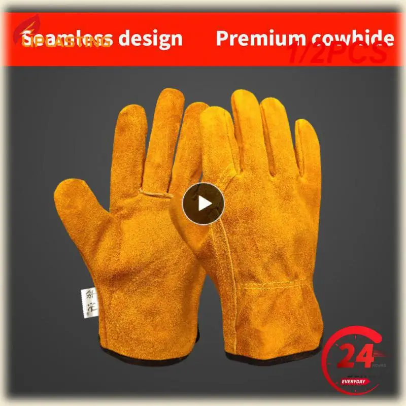 

1/2PCS Men Work Gloves Soft Cowhide Driver Hunting Driving Farm Garden Welding Security Protection Safety Workers Mechanic Glove
