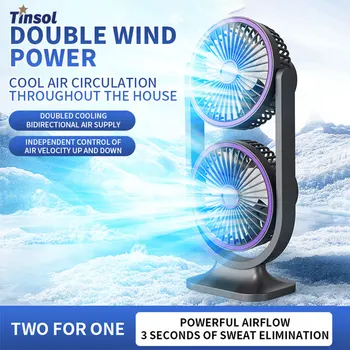 TINSOL 2026 New Dual-Head Desktop Fan, High-Power Air Circulation Fan, Office and Dormitory Double-Layer Fan 1