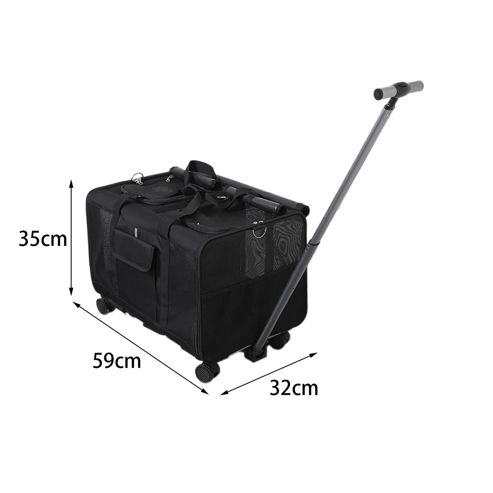 Dog And Cat Carrier with Wheels, Cat Carrier with Wheels for 2 Cats, Foldable, Soft-sided Pet Travel Bag