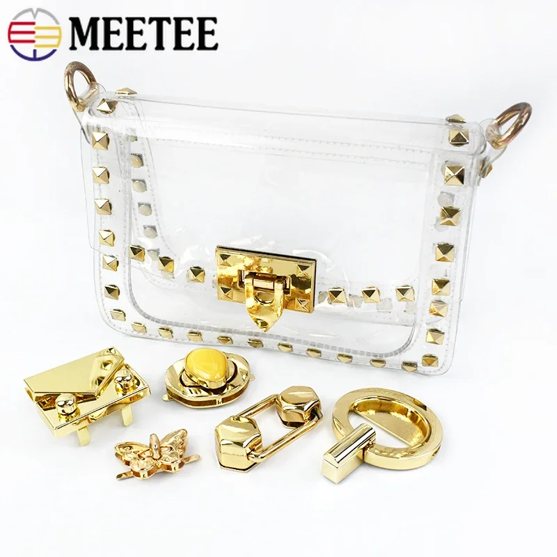 1/2Pcs Meetee 골드 금속 잠금 걸쇠 회전 트위스트 잠금 클로저 스냅 클립 버클 DIY 가방 지갑 하드웨어 수리 액세서리