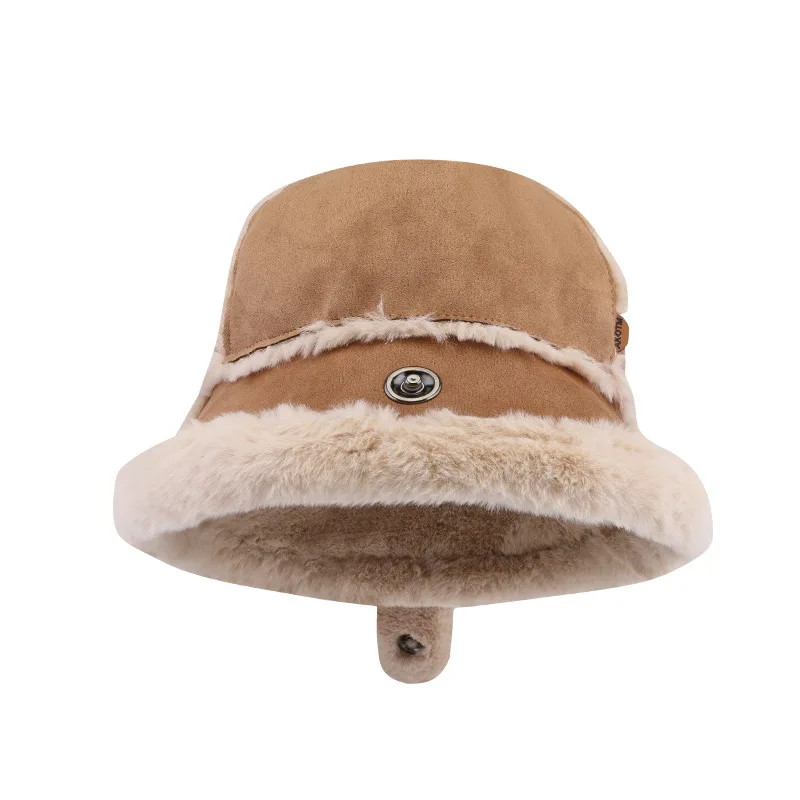 

Down thickened fisherman's hat winter warm plush cap fashion suede cold cap