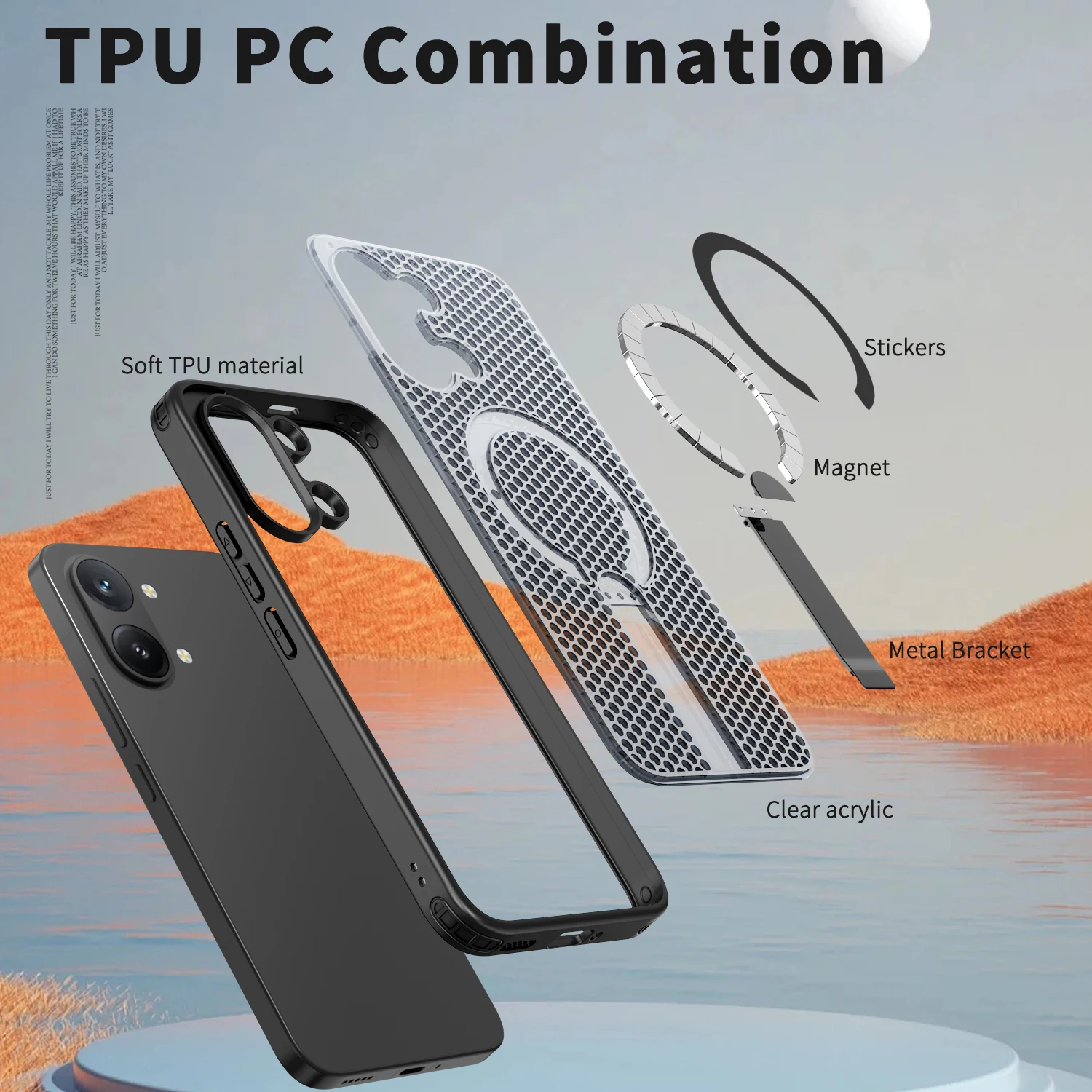 Advanced Heat Dissipation Phone Case with Magnetic Bracket and Tough Cover