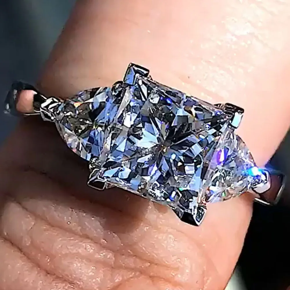 

Custom Solid 18K White Gold Women Wedding Anniversary Engagement Ring 1 2 3 4 5 Ct Princess Square Heart Moissanite Diamond Ring
