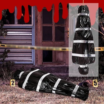 Inflatable Props Fake Corpse Dead Body In A Bag Realistic Scary Hanging Halloween Decorations Creepy Haunted House Decor Black 2