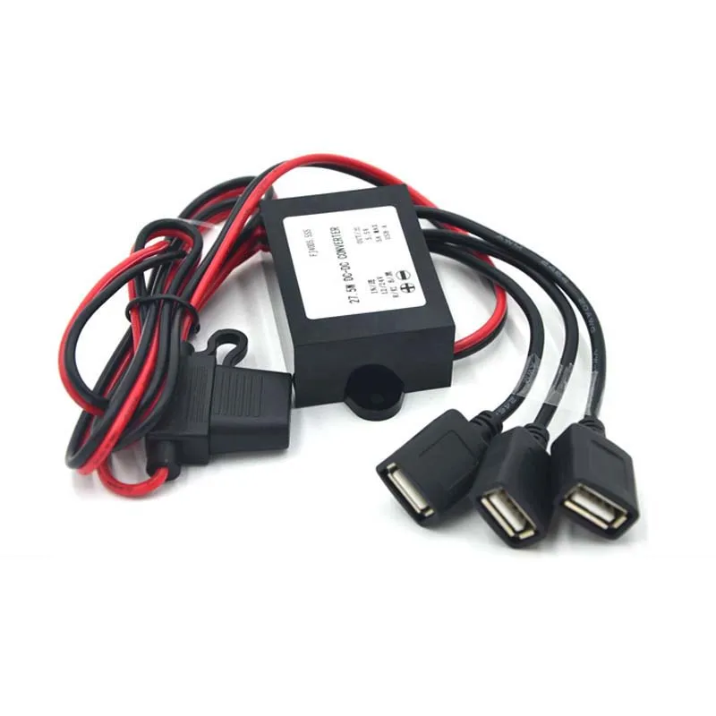 Motorcycle Dc Step Down Converter 12V To 5.5V 5A Buck Converter Modified Car Charger One Drag Three Usb Dc Converter Buck Module