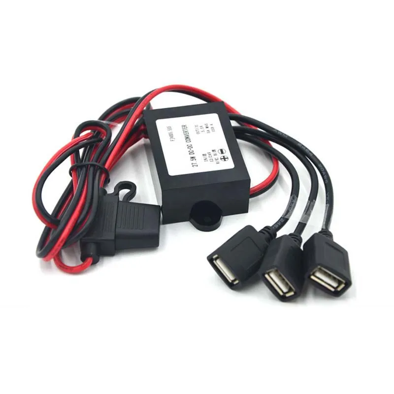 Motorcycle Dc Step Down Converter 12V To 5.5V 5A Buck Converter Modified Car Charger One Drag Three Usb Dc Buck Module voltage converter