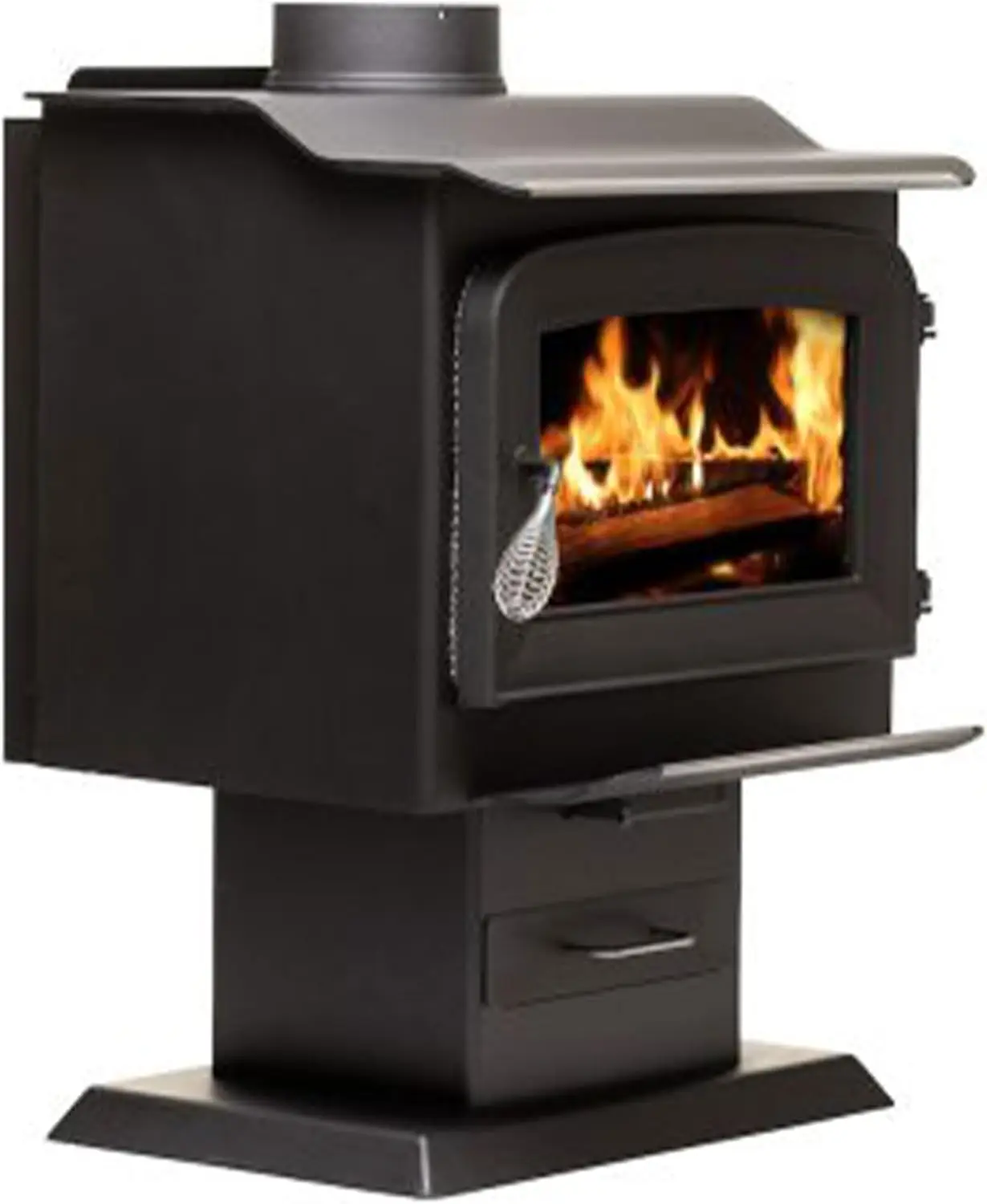 1120 1,200 Sq.  Certified Pedestal Wood Burning Stove, Black 2