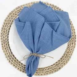 Set of 6 Cotton Gauze Cloth Napkins 30x30cm for Elegant Dining & Decor (6pcs Lake Blue)