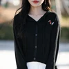 2025 Spring and Autumn Cashmere Sweater Cardigan Women's Hooded Cardigan Wool Knitted Cardigan Women's Cardigan Coat 1
