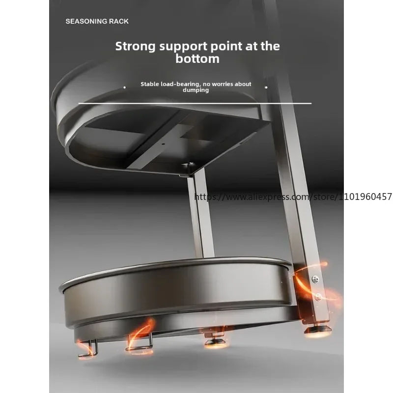 Kitchen Storage Rack 360-degree Rotating Condiment Storage Rack Countertop Corner for Household Oil Salt Sauce Vinegar Bottles
