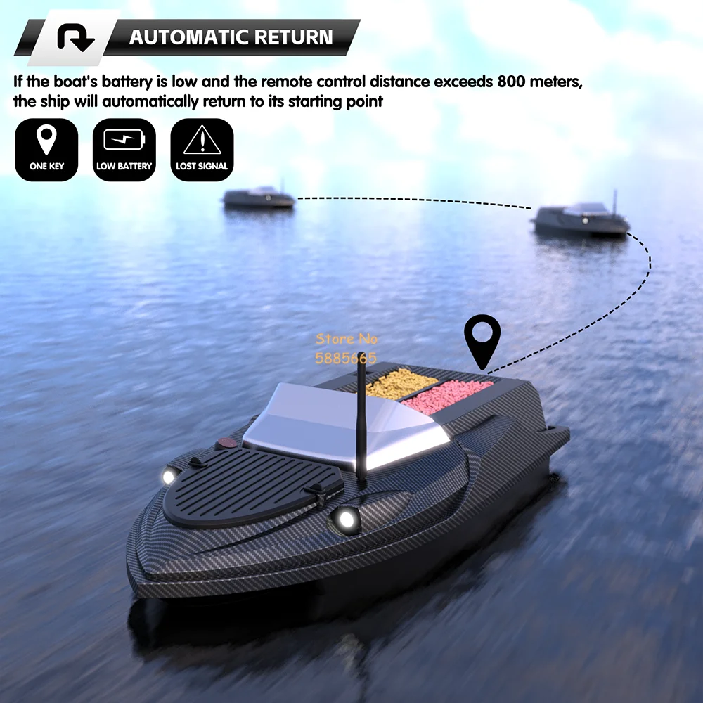 DARZYS Bateau d'appât Intelligent Bateau télécommandé Bateau d'appât de pêche avec GPS RC Bateau