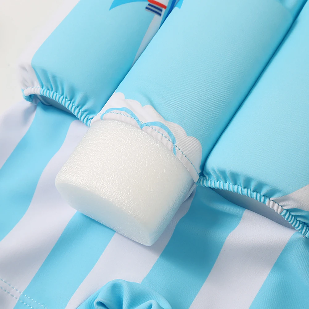 Summer One Piece Swimwear Cute Cartoon Baby Girls Float Striped Swim Vest 2-9 Years Kids Boys Floatation Swimsuit Buoyancy kids swimsuits