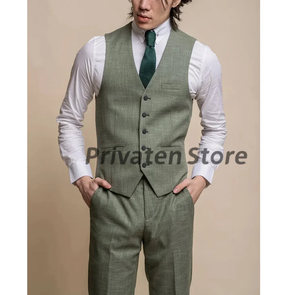 Men's Vest and Pants Set V-Neck Summer Light And Thin Cool Green Fast shipping Male Two Pieces Men Clothing ropa hombre