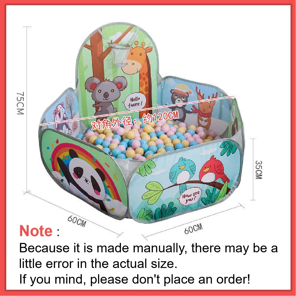 Portable Playpen for Child Playground Kids Tent children Balls Pit Ocean Balls Pool Cartoon Park Camping Dry Pool Xmas Gift 1.2m 6