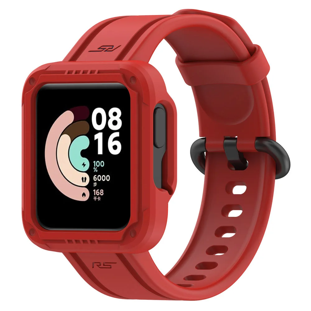 Silicone Watchband Strap with Protective Case Cover