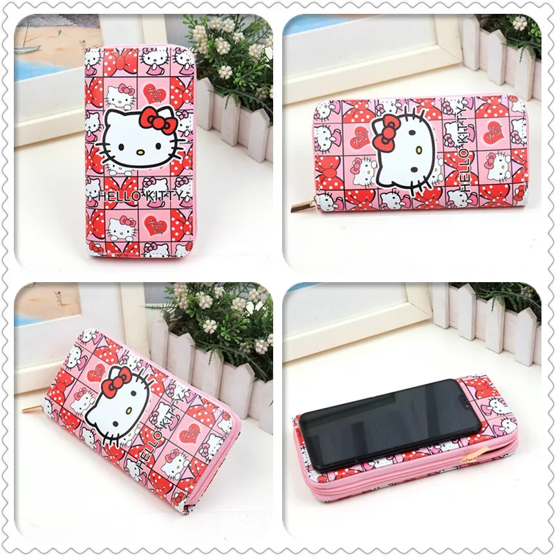 Sanrio My Melody Hello Kitty Anime wallet cartoon cute girl coin purse student storage mobile phone bag kids card holder gift leather wallets for women