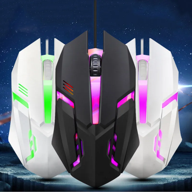 Rato de Jogos com Fio Backlit Mechanica Botão Lateral Brilho Mouse Macro Portátil Usb Escritório em Casa