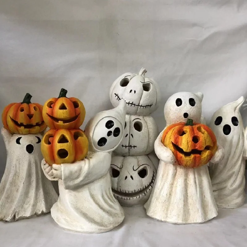 

Halloween Ghost Festival Party Decoration Lantern Demon Skull Head Lamp LED Pumpkin Lamp Happy Halloween Figurine Desktop Decor