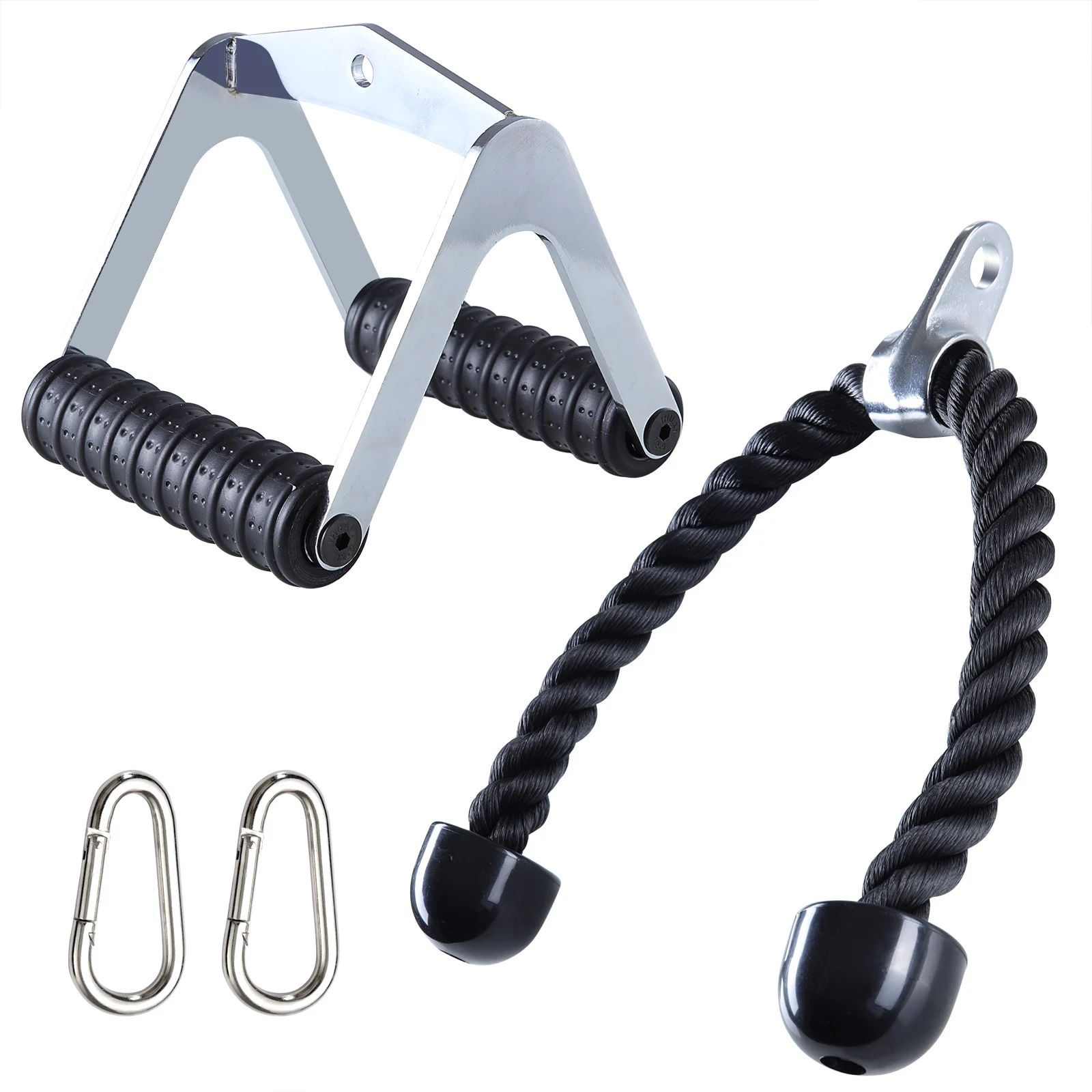 Pulldown Tricep Press Down Fitness Cable Attachment Set Con Tricep Pull Down Rope Antiscivolo A Forma Di V Maniglie Per Esercizi Moschettoni