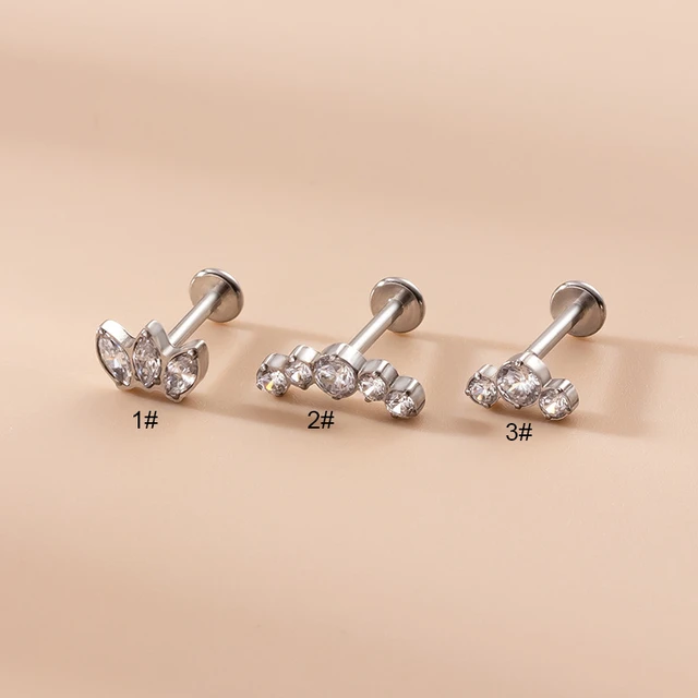 Helix Piercing Stainless Steel Flat Back  Piercing Stainless Steel Labret  Back - Stud Earrings - Aliexpress