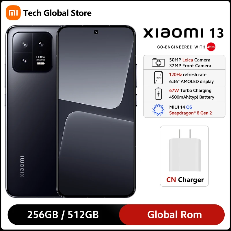 

Смартфон Xiaomi Mi 13, телефон с глобальной прошивкой, камера 50 МП, Leica, экран 6,36 дюйма 120 Гц AMOLED, водозащита IP68, мощность 67 Вт, турбозарядка, MIUI 14