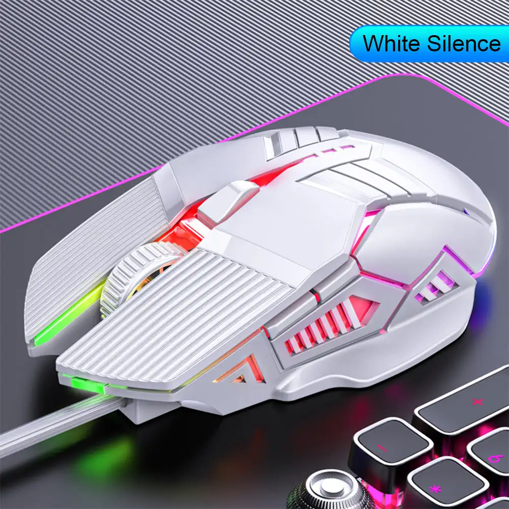 Ergonomic RGB Wired Gaming Mouse with LED and Silent Clicks