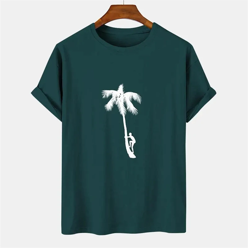 

Men's Tshirts Casual Summer Short Sleeve Tees Tops Coconut Tree Pattern Daily Vacation Party T-Shirt Men Clothing Streetwear 4XL
